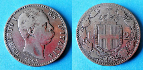 Lire 1884 umberto s - i, (s