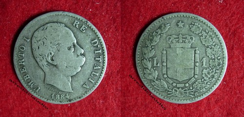 Lira 1884 argento regno - argento,